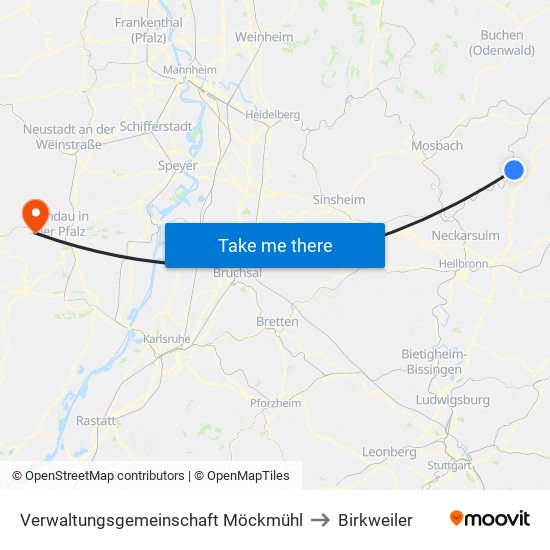 Verwaltungsgemeinschaft Möckmühl to Birkweiler map