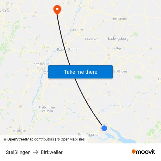 Steißlingen to Birkweiler map