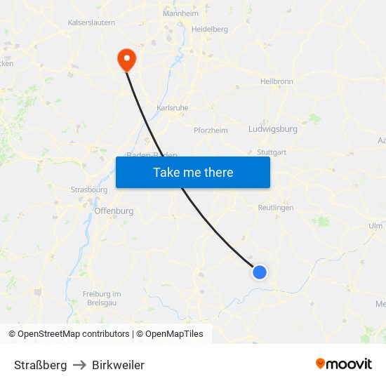 Straßberg to Birkweiler map