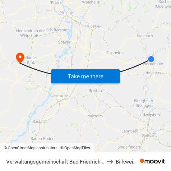 Verwaltungsgemeinschaft Bad Friedrichshall to Birkweiler map