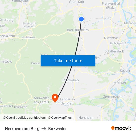 Herxheim am Berg to Birkweiler map