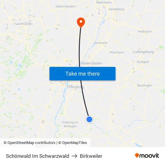 Schönwald Im Schwarzwald to Birkweiler map