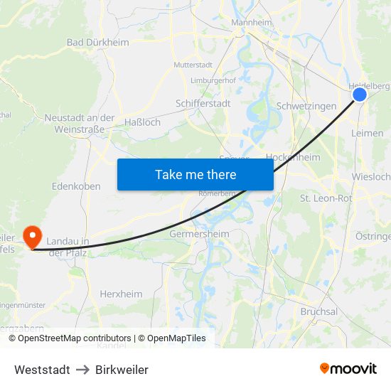 Weststadt to Birkweiler map