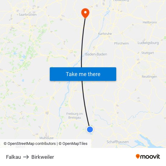 Falkau to Birkweiler map