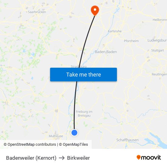 Badenweiler (Kernort) to Birkweiler map