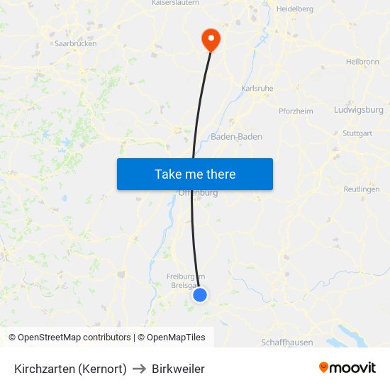 Kirchzarten (Kernort) to Birkweiler map