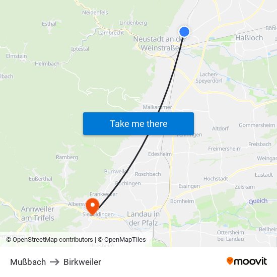 Mußbach to Birkweiler map