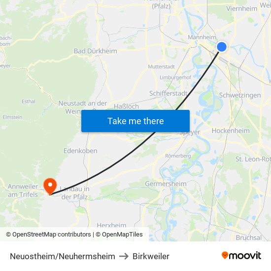 Neuostheim/Neuhermsheim to Birkweiler map