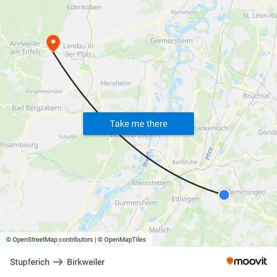 Stupferich to Birkweiler map