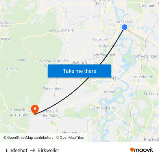 Lindenhof to Birkweiler map