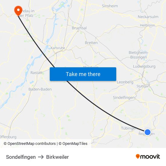 Sondelfingen to Birkweiler map