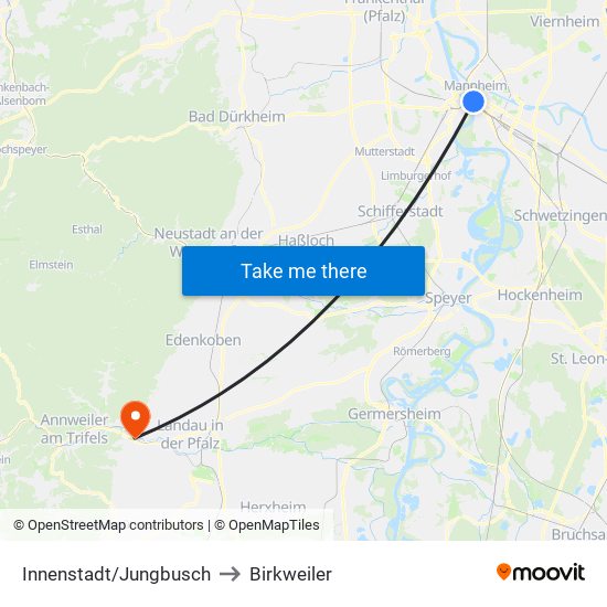 Innenstadt/Jungbusch to Birkweiler map