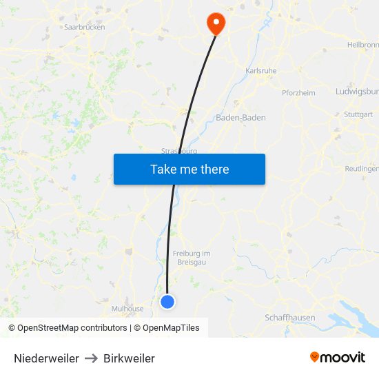 Niederweiler to Birkweiler map