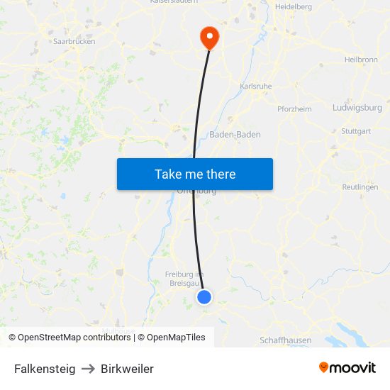 Falkensteig to Birkweiler map