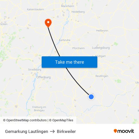 Gemarkung Lautlingen to Birkweiler map