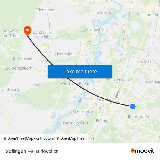 Söllingen to Birkweiler map