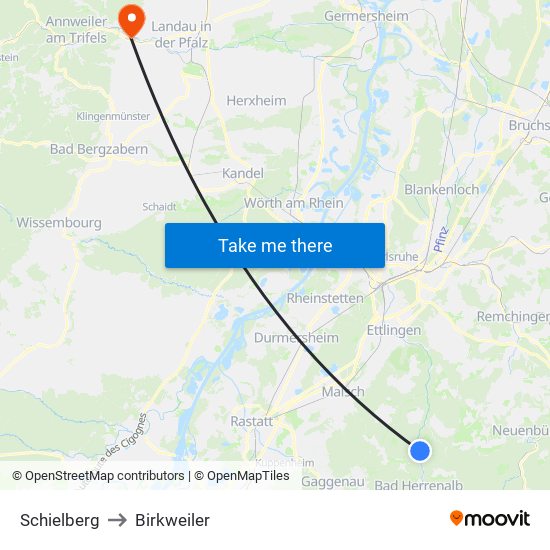 Schielberg to Birkweiler map