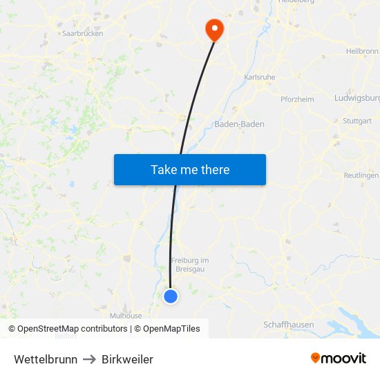 Wettelbrunn to Birkweiler map