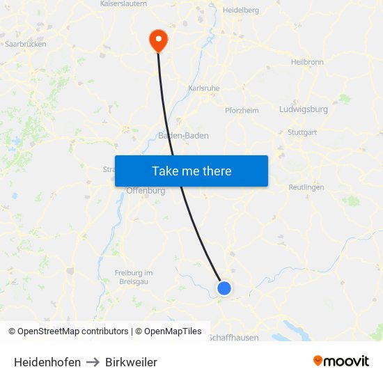 Heidenhofen to Birkweiler map