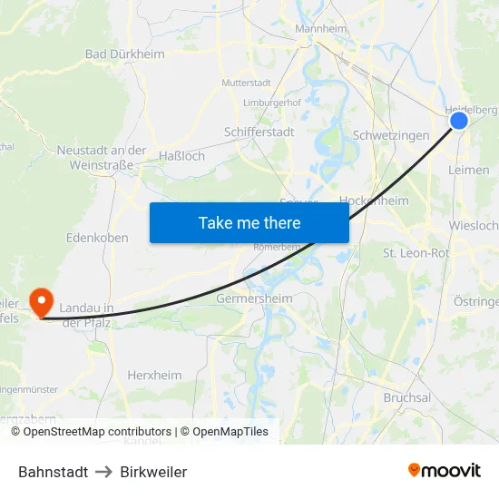 Bahnstadt to Birkweiler map