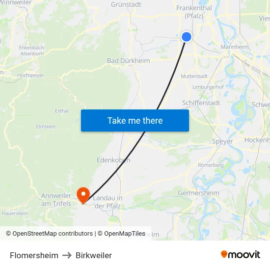 Flomersheim to Birkweiler map
