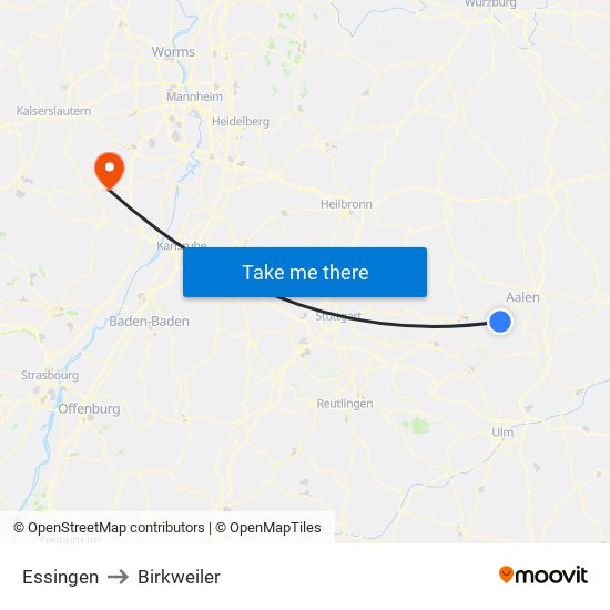 Essingen to Birkweiler map