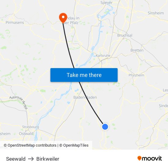 Seewald to Birkweiler map