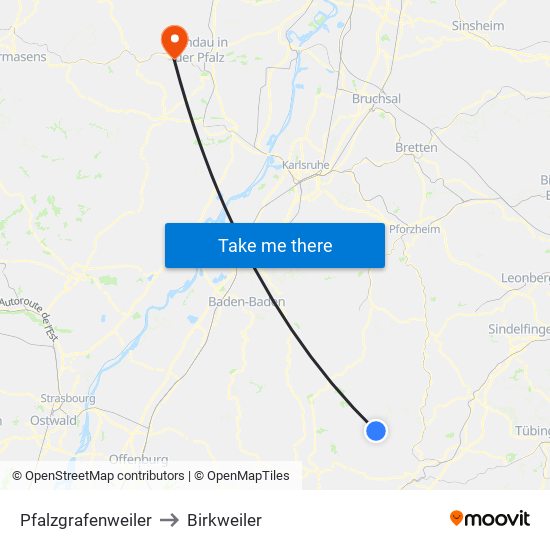 Pfalzgrafenweiler to Birkweiler map