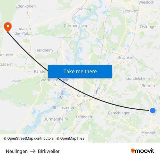 Neulingen to Birkweiler map