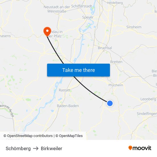 Schömberg to Birkweiler map