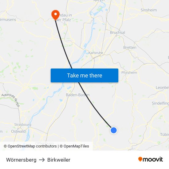 Wörnersberg to Birkweiler map