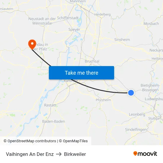 Vaihingen An Der Enz to Birkweiler map