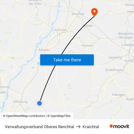 Verwaltungsverband Oberes Renchtal to Kraichtal map