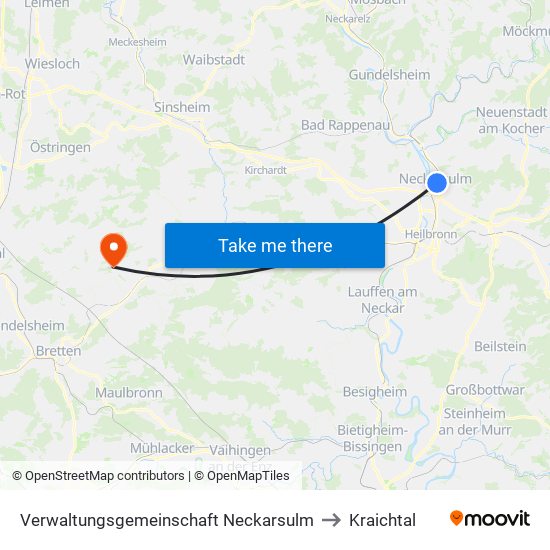 Verwaltungsgemeinschaft Neckarsulm to Kraichtal map