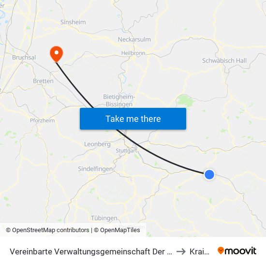 Vereinbarte Verwaltungsgemeinschaft Der Stadt Göppingen to Kraichtal map