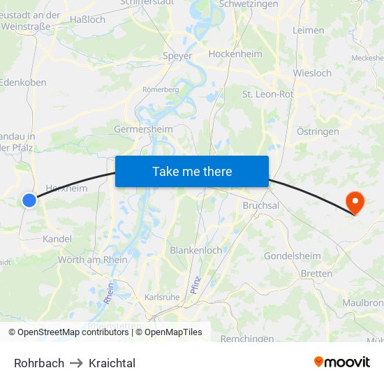 Rohrbach to Kraichtal map