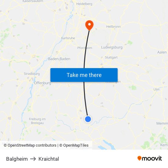 Balgheim to Kraichtal map