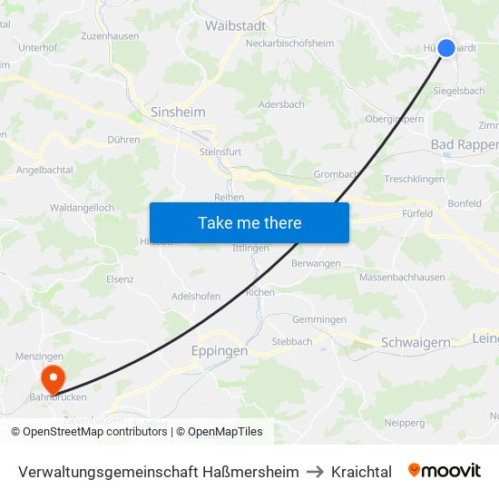 Verwaltungsgemeinschaft Haßmersheim to Kraichtal map