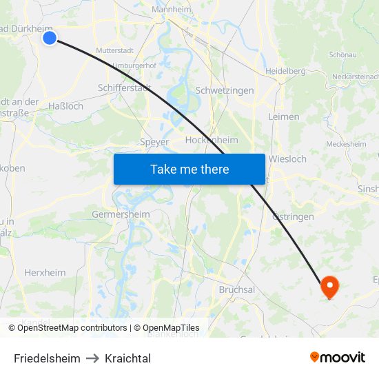 Friedelsheim to Kraichtal map