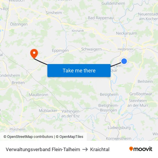 Verwaltungsverband Flein-Talheim to Kraichtal map