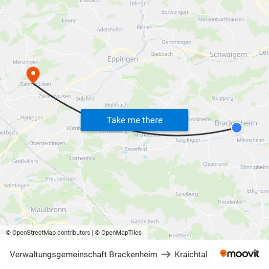 Verwaltungsgemeinschaft Brackenheim to Kraichtal map