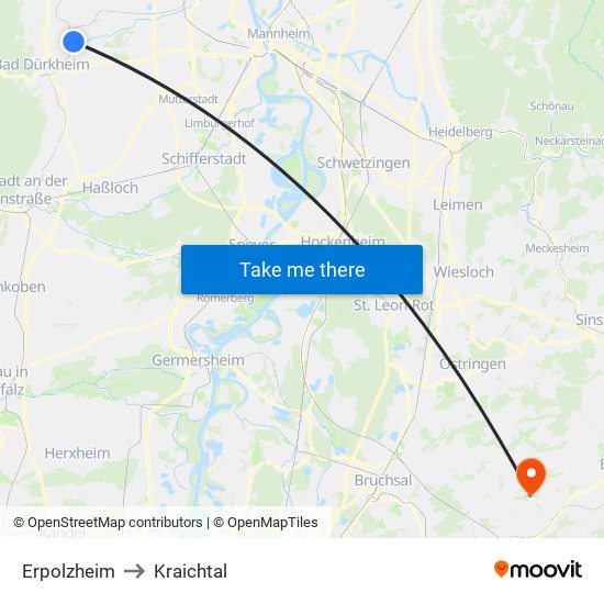 Erpolzheim to Kraichtal map