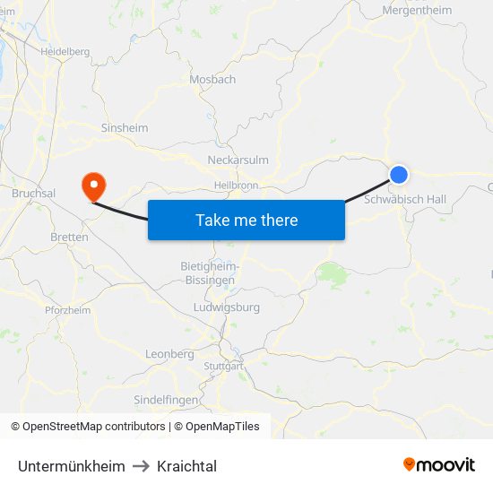 Untermünkheim to Kraichtal map