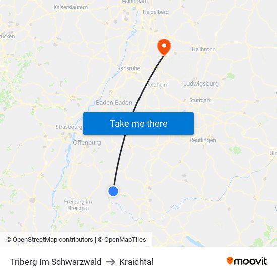 Triberg Im Schwarzwald to Kraichtal map