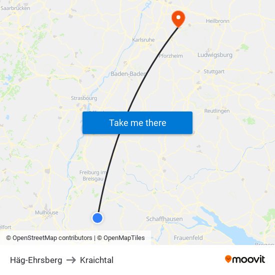 Häg-Ehrsberg to Kraichtal map