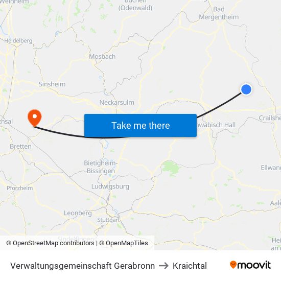 Verwaltungsgemeinschaft Gerabronn to Kraichtal map