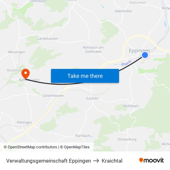 Verwaltungsgemeinschaft Eppingen to Kraichtal map