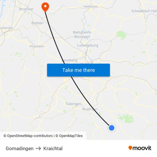 Gomadingen to Kraichtal map