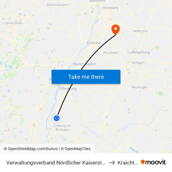 Verwaltungsverband Nördlicher Kaiserstuhl to Kraichtal map