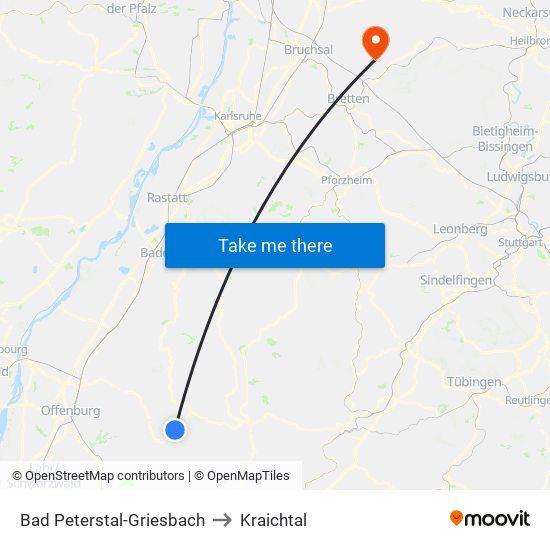 Bad Peterstal-Griesbach to Kraichtal map